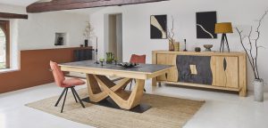 Table bois et céramique comtemporaine