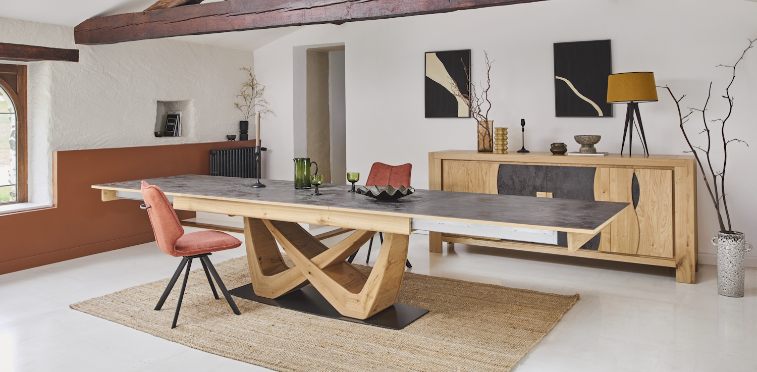 Table bois et céramique comtemporaine