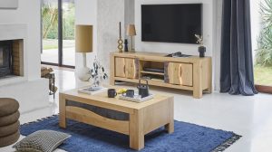 Table basse bois et céramique