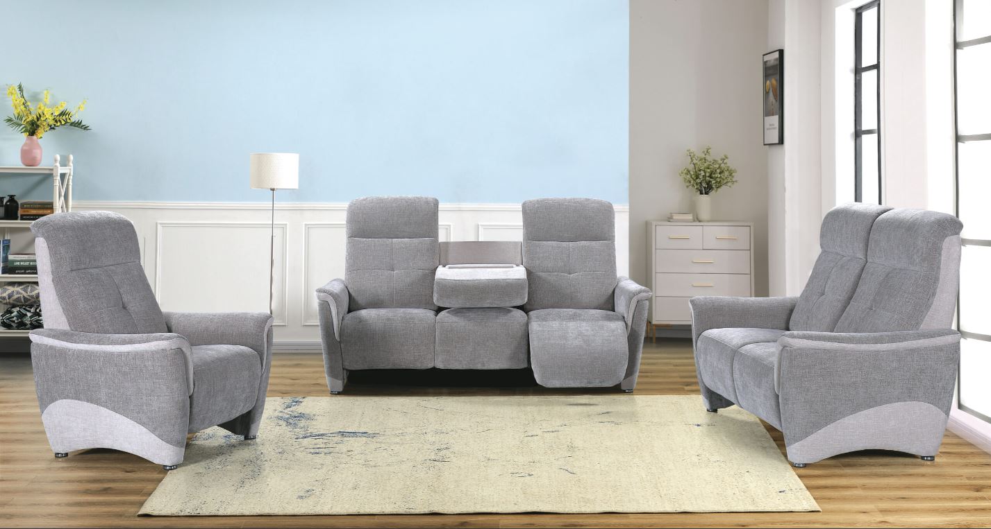 salon complet en tissu gris foncé et gris clair