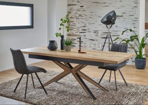 table chêne et métal avec allonge