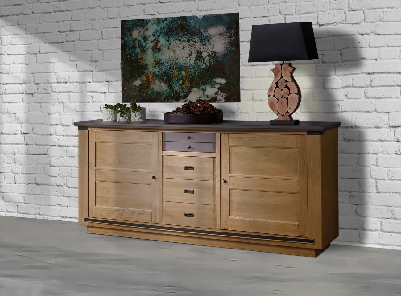 cinematic modern living room with huge windows and loft concept